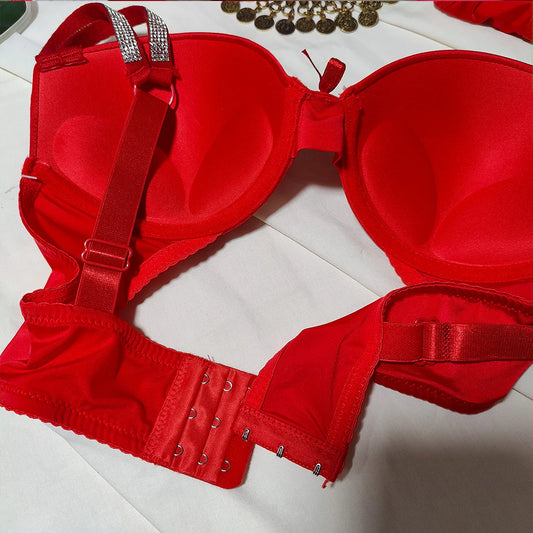 Red Crystal Strap Bra & Panty Set – Bold & Beautiful-Hoorish