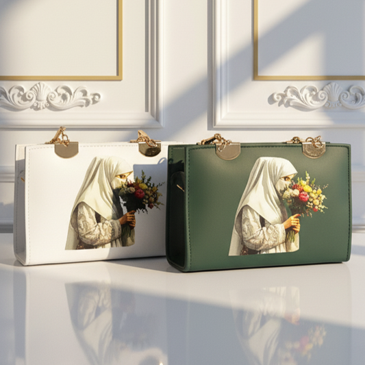 Structured Top Handle Bag with Artwork Print-Hoorish