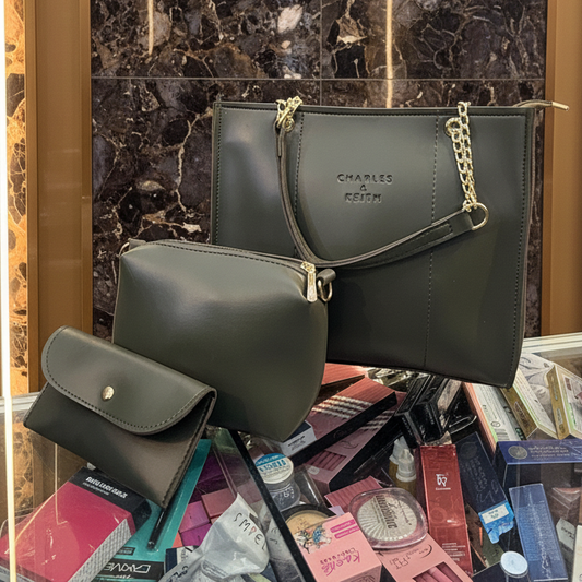 Faux Leather Tote & Pouch 3-Piece-Hoorish