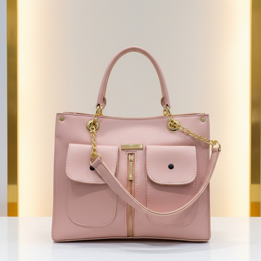 Pastel Pink Dual-Pocket Handbag-Hoorish