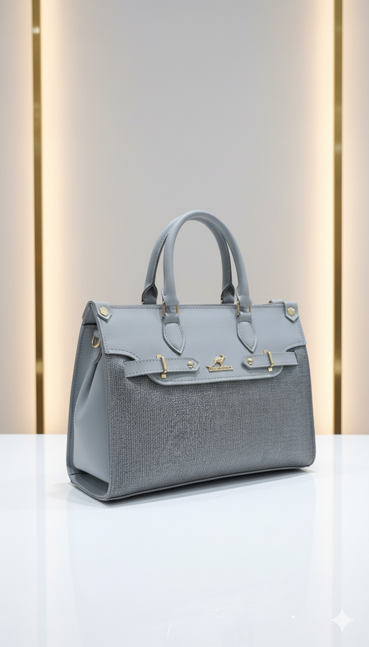 Structured Light Blue Top-Handle Handbag-Hoorish