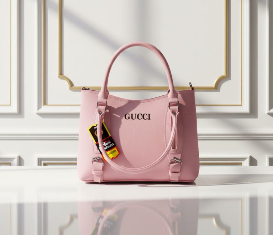 Pastel Pink Structured Top-Handle Handbag-Hoorish