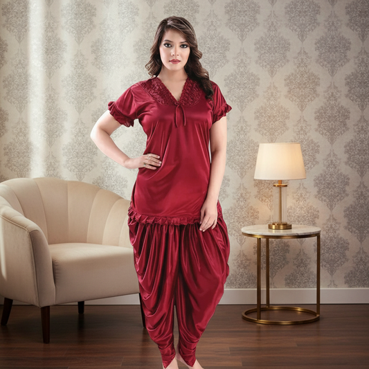 Comfortable Two-Piece Patiala Kurta & Salwar Night Set-Hoorish