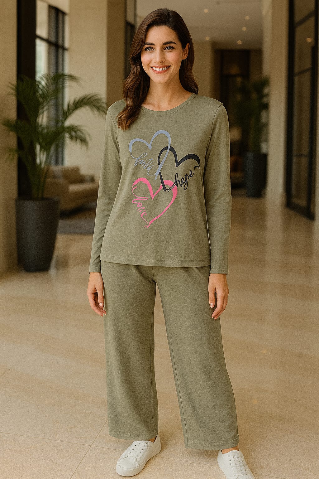 Relaxed Fit Teal Lounge Set-Comfy Nighty for Winters-Hoorish