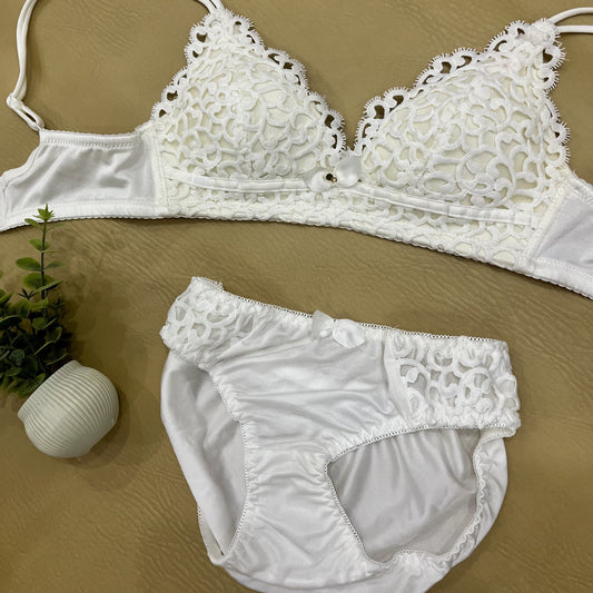 Double-Strapped Bra & Panty Set – Soft Lace Elegance-Hoorish