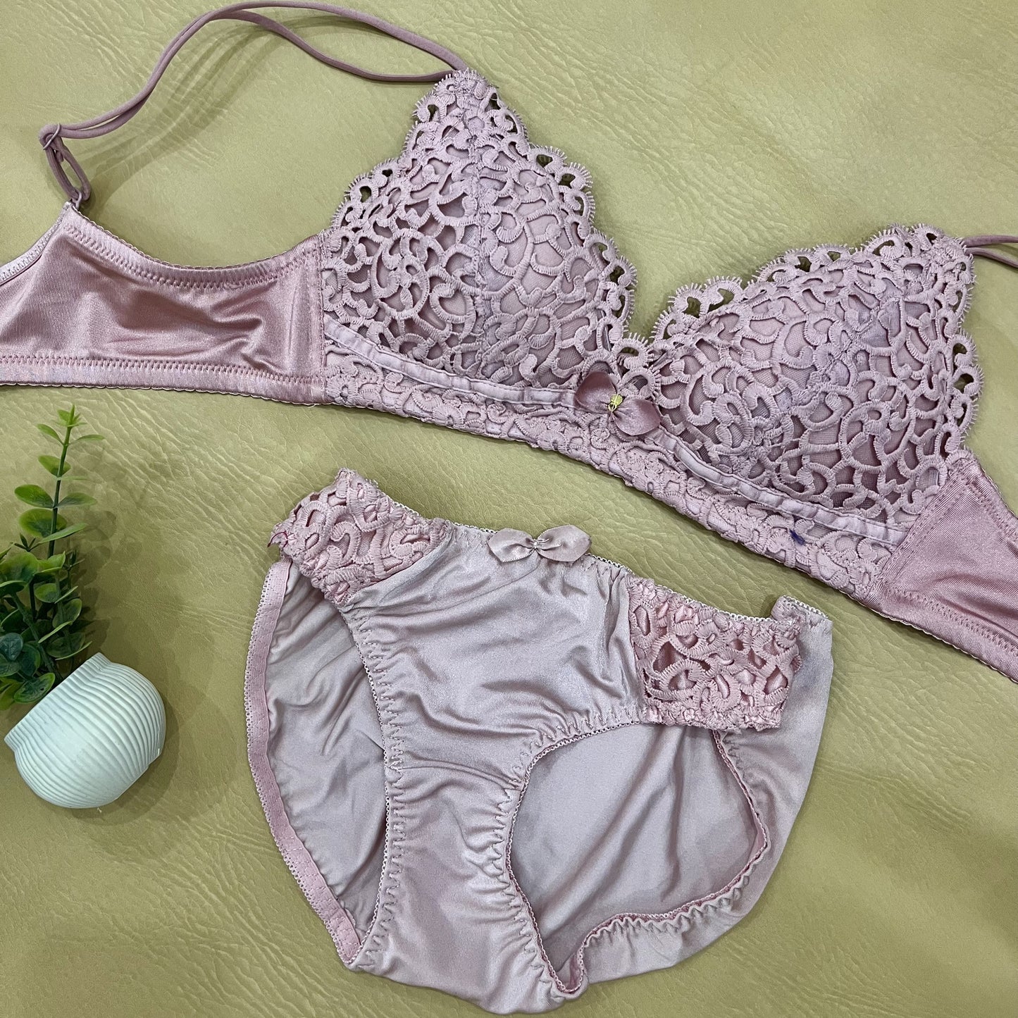 Double-Strapped Bra & Panty Set – Soft Lace Elegance-Hoorish