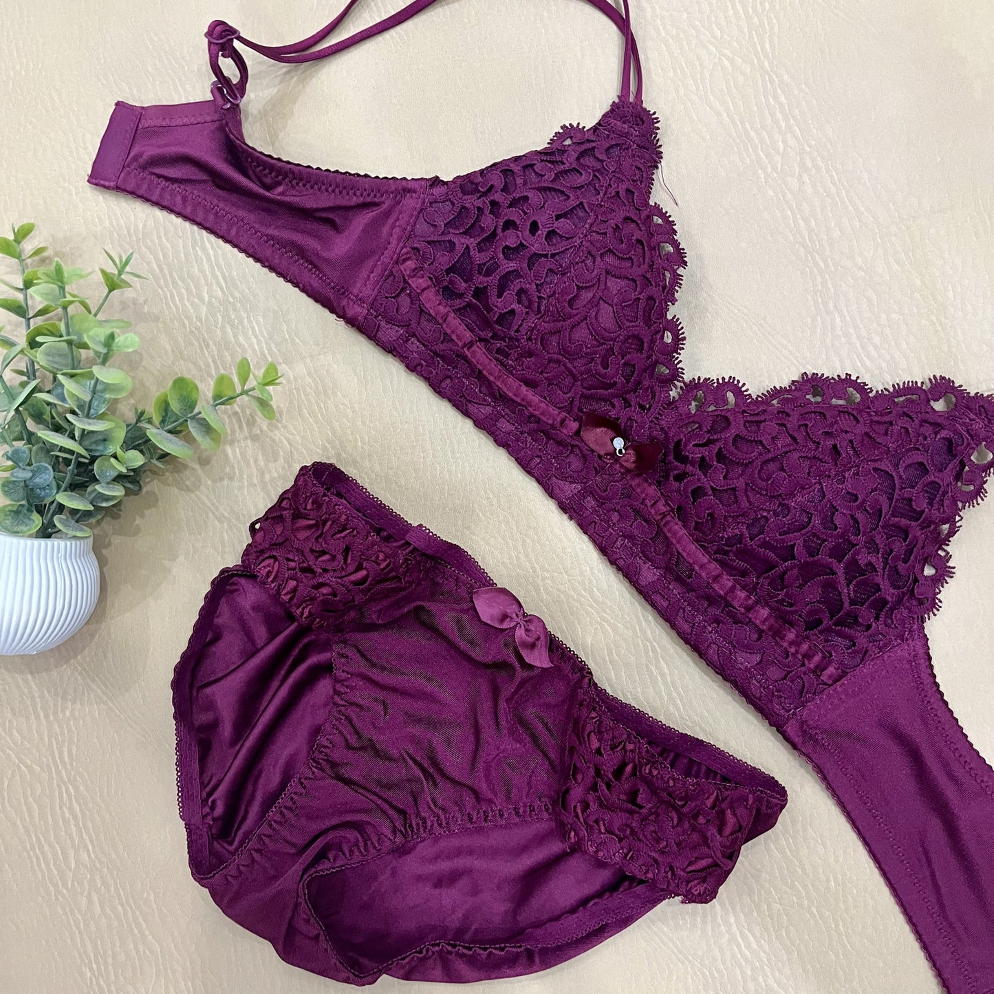 Double-Strapped Bra & Panty Set – Soft Lace Elegance-Hoorish
