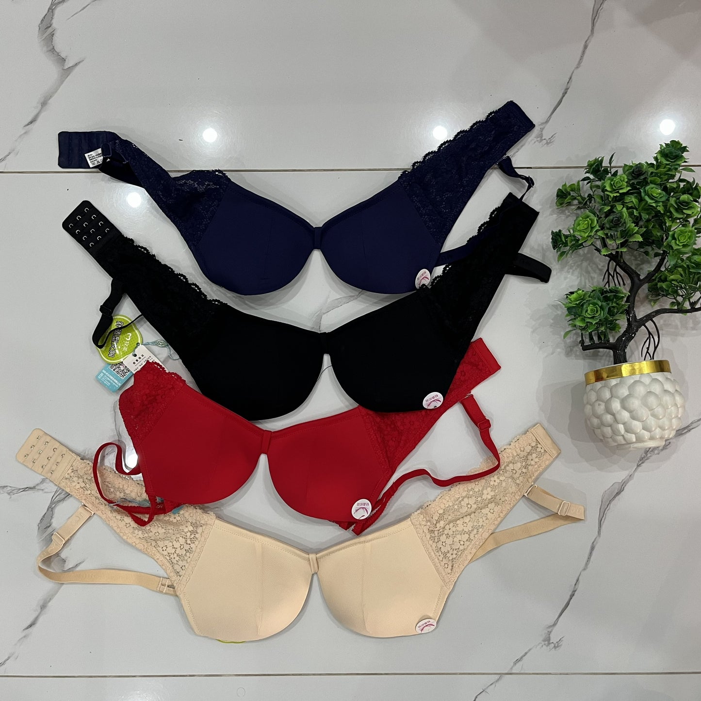 Lace Trim Foam Cup Push-Up Bra-Everyday Comfort-Hoorish