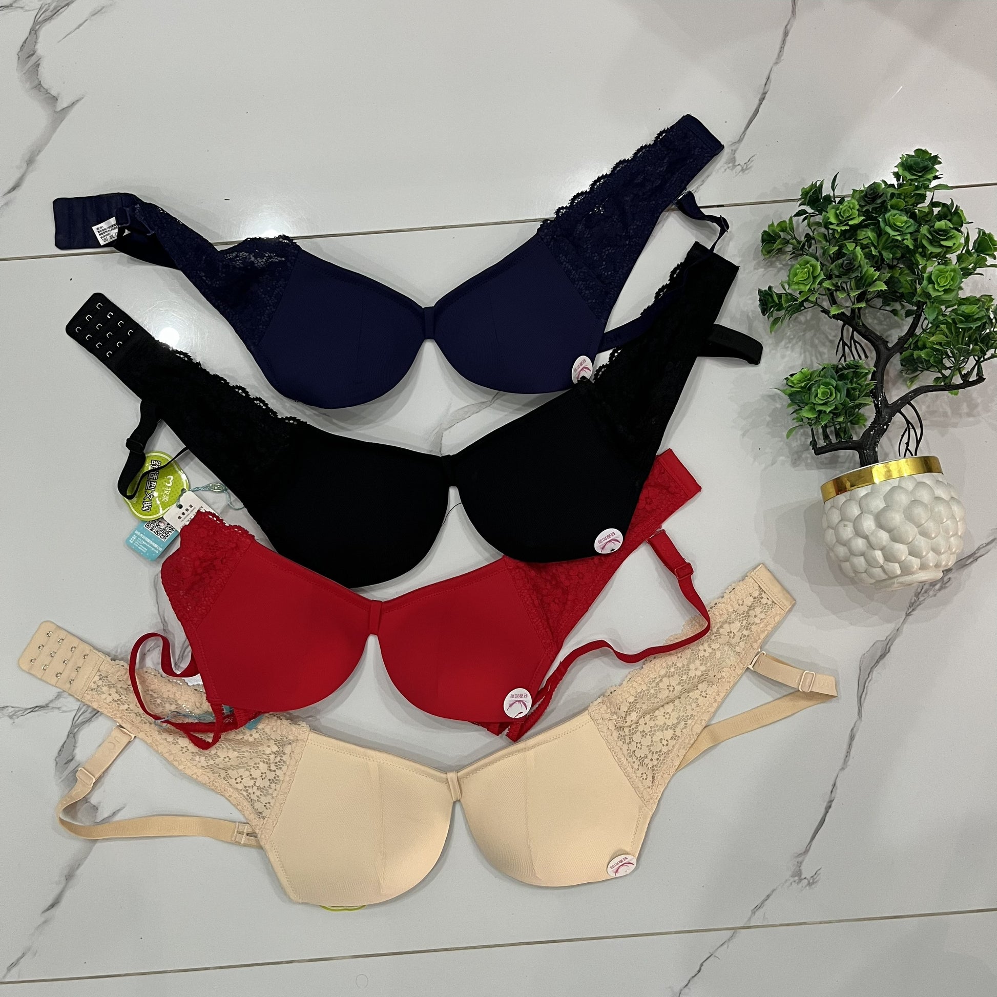 Lace Trim Foam Cup Push-Up Bra-Everyday Comfort-Hoorish