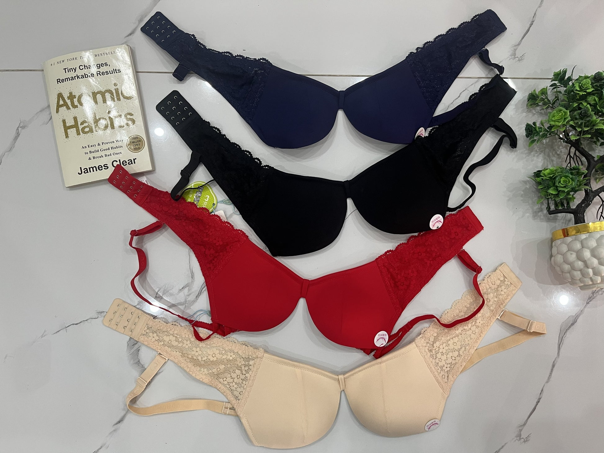 Lace Trim Foam Cup Push-Up Bra-Everyday Comfort-Hoorish