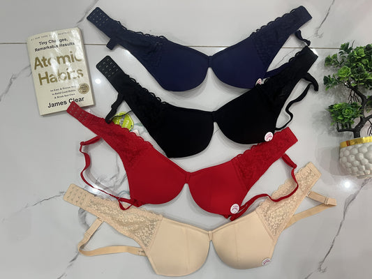 Lace Trim Foam Cup Push-Up Bra-Everyday Comfort-Hoorish