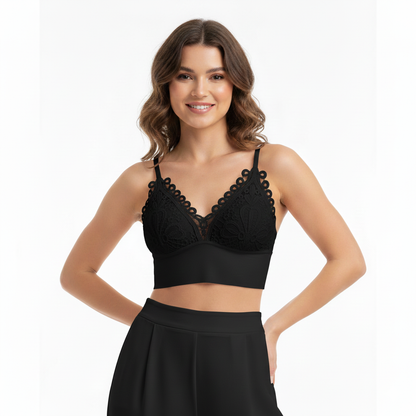 Lace Longline Bralette with Twist-Back Detail (FREE SIZE)