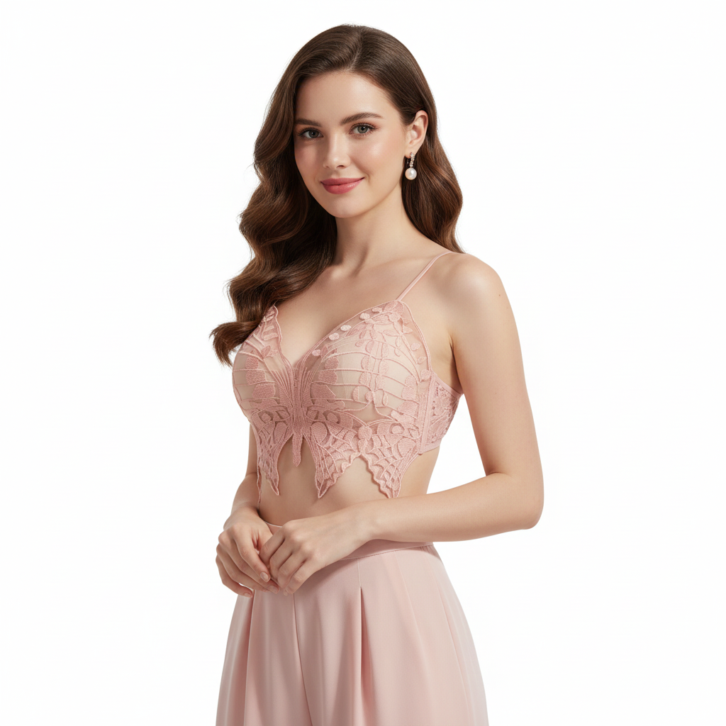 Embroidered Butterfly Lace Bralette