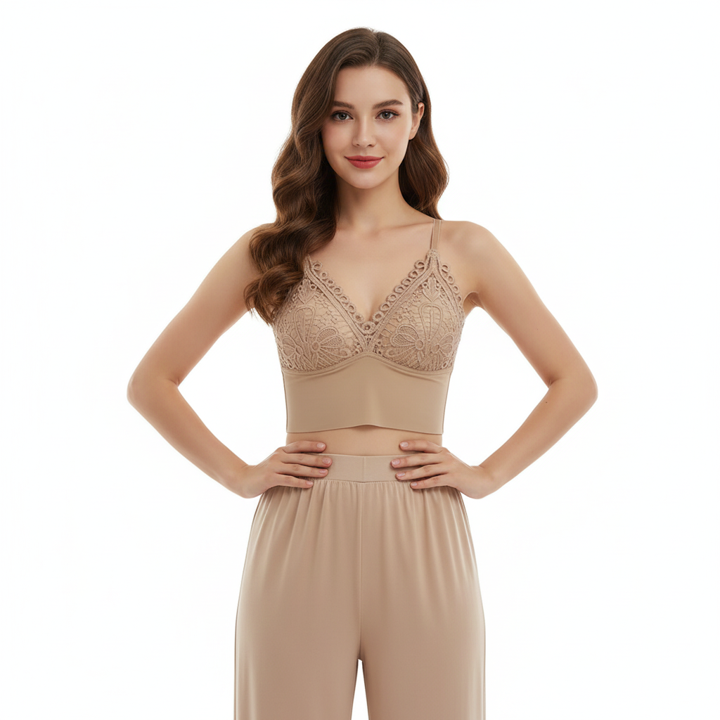 Lace Longline Bralette with Twist-Back Detail (FREE SIZE)