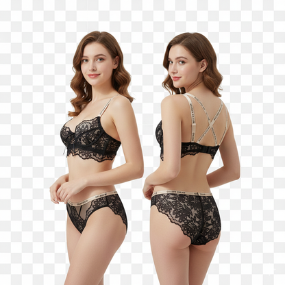 Golden Net Bra & Panty Set