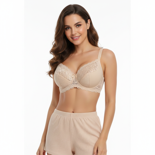 Lace Trim Foam Cup Push-Up Bra-Everyday Comfort