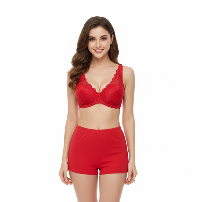 Lace Trim Foam Cup Push-Up Bra-Everyday Comfort