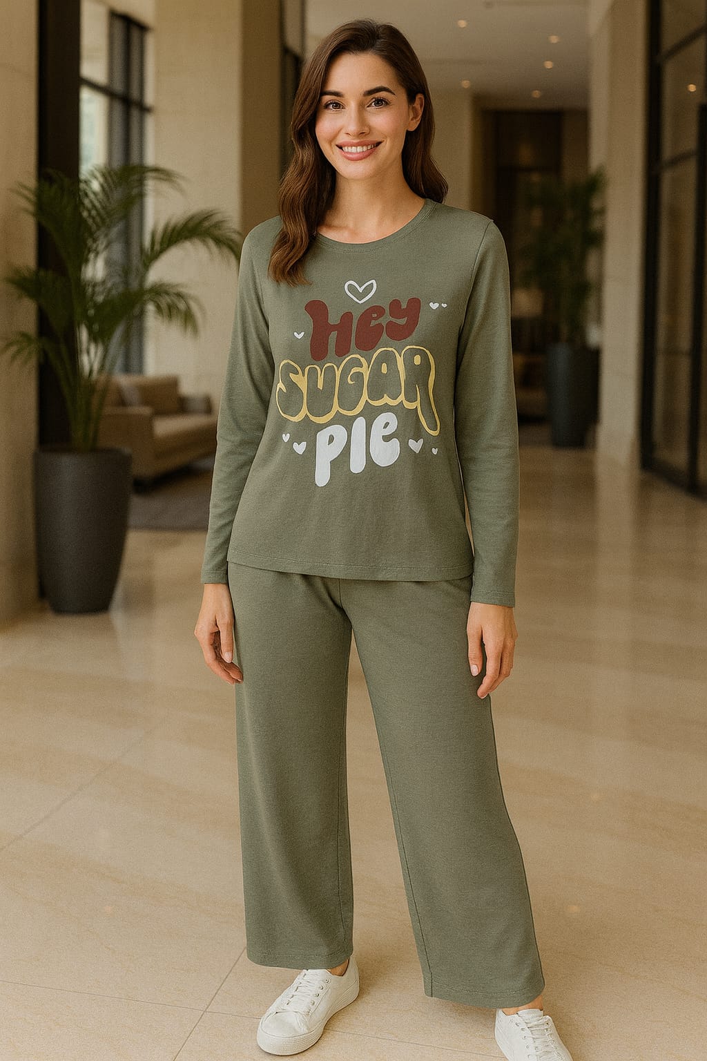 Relaxed Fit Teal Lounge Set-Comfy Nighty for Winters-Hoorish