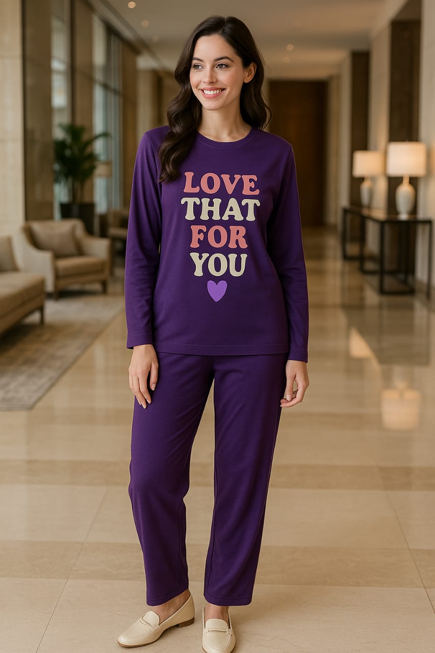 Relaxed Fit Teal Lounge Set-Comfy Nighty for Winters-Hoorish