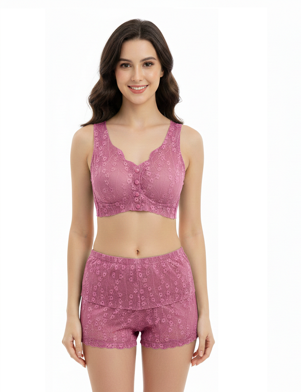 Front-Button Floral Comfort Bra ( Free Size)